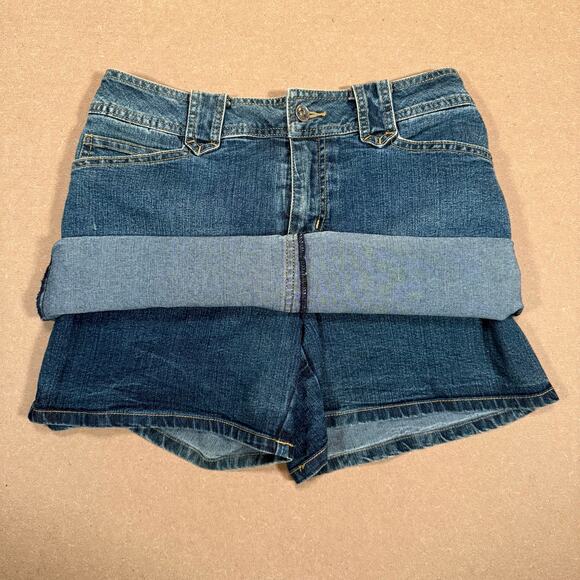Y2K Stretch Denim Jean Skirt Skort Mini Mid Rise Blue St Johns Bay Size 4 - Picture 4 of 7